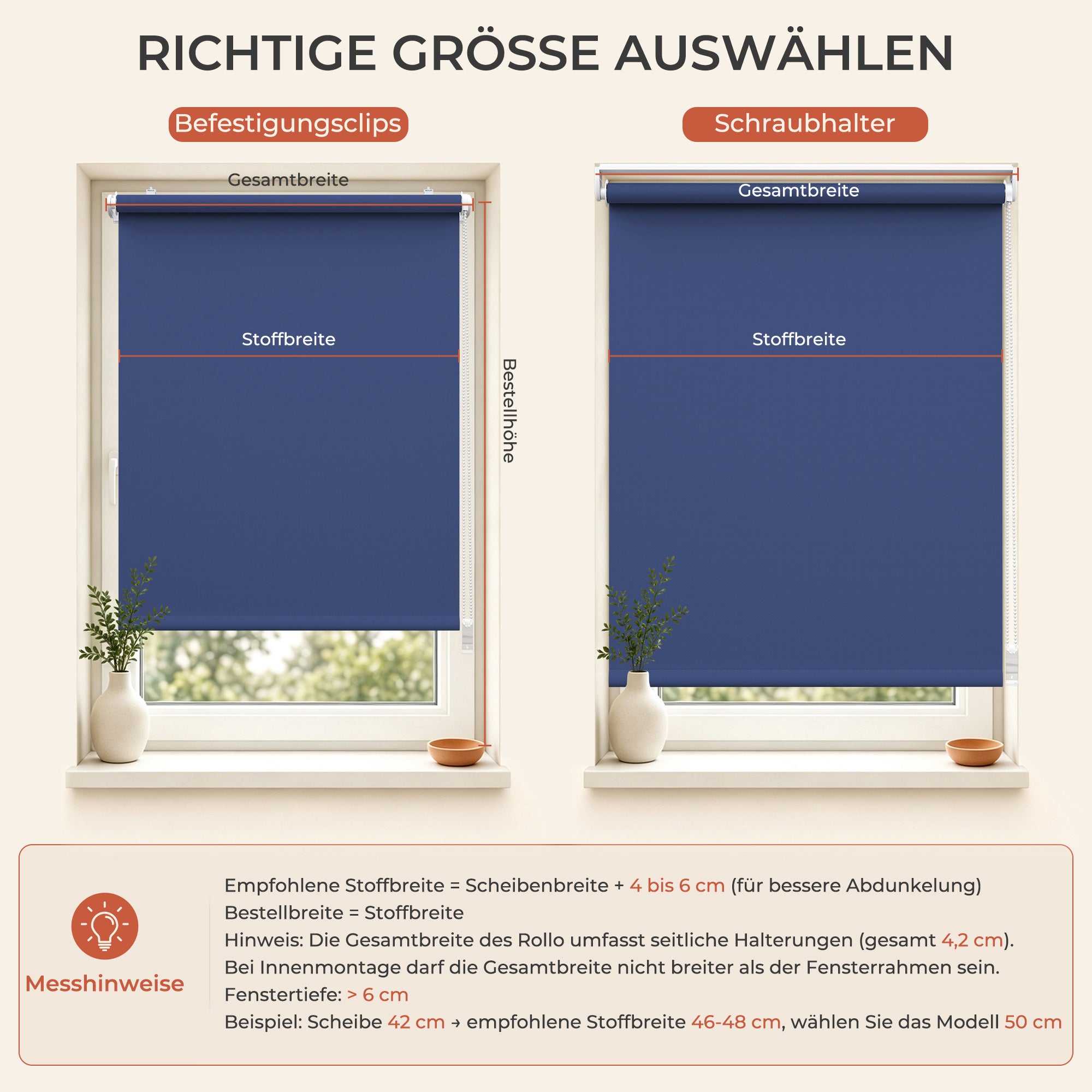 HOMEDEMO Verdunklungsrollo ohne Bohren，Dunkelgrau，Hellblau，Dunkelblau