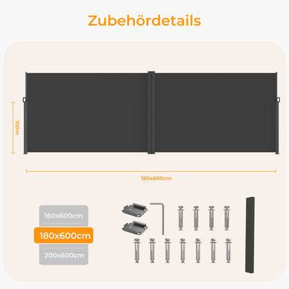HOMEDEMO Alu-Seitenmarkise ausziehbar 200x300+20 cm