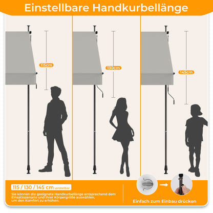 HOMEDEMO Klemmmarkise mit einstellbarer Handkurbel