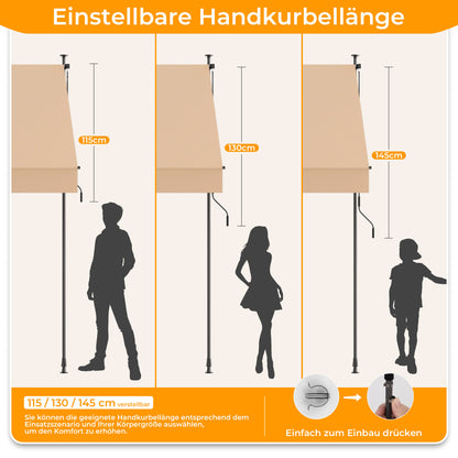 HOMEDEMO Klemmmarkise mit einstellbarer Handkurbel