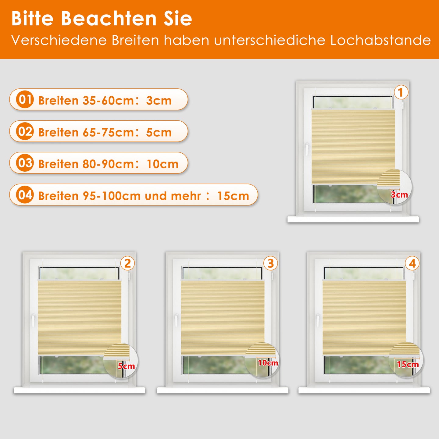 HOMEDEMO Wabenplissee Plissee ohne Bohren Klemmfix Verdunklung Thermo Zweifarbig