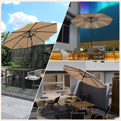 HOMEDEMO  Groß Garten Sonnenschirme mit Kurbel und LED-Licht