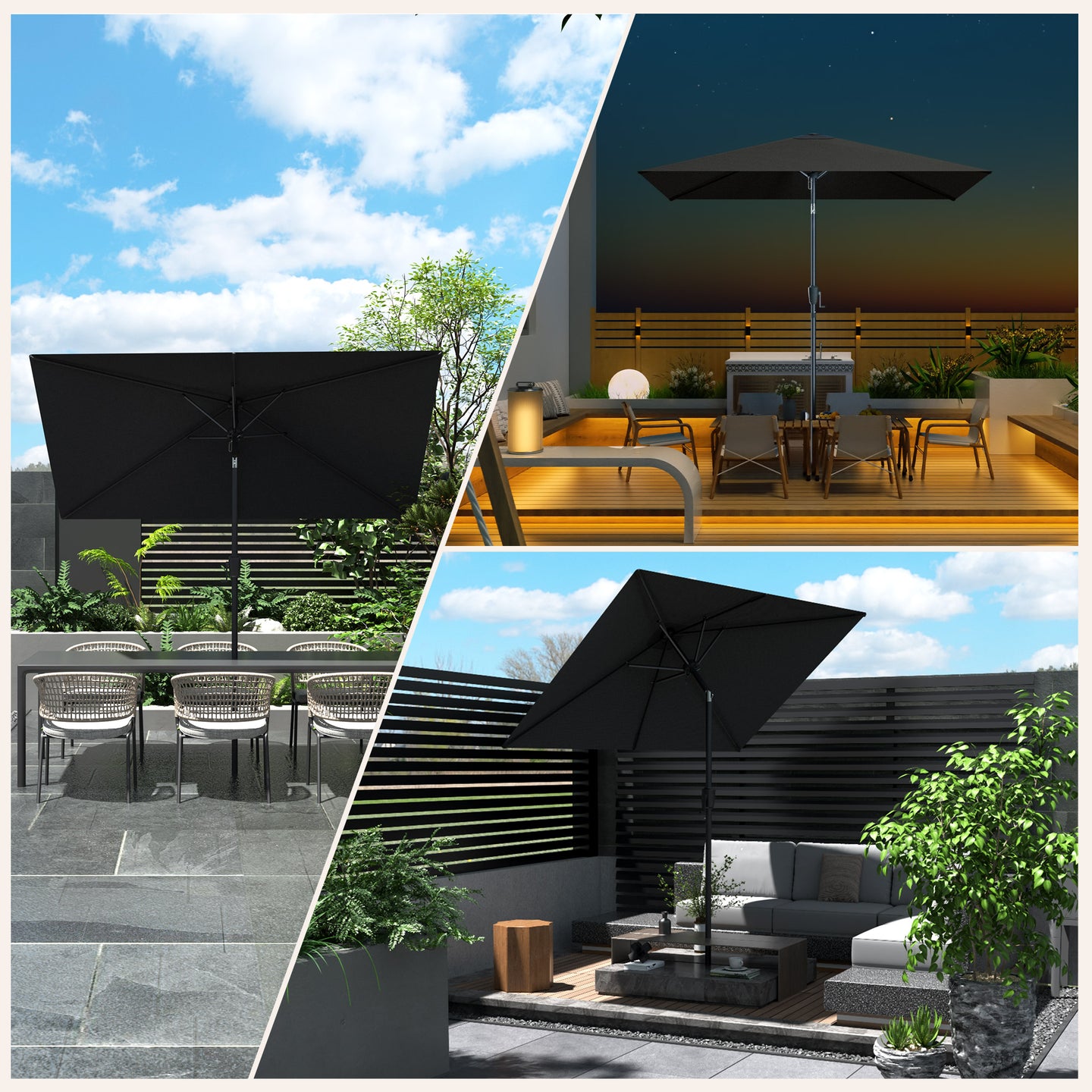 HOMEDEMO Rechteckiger Aluminium Gartenschirm