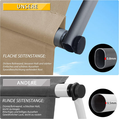 Klemmmarkise für Balkon mit Handkurbel manuell