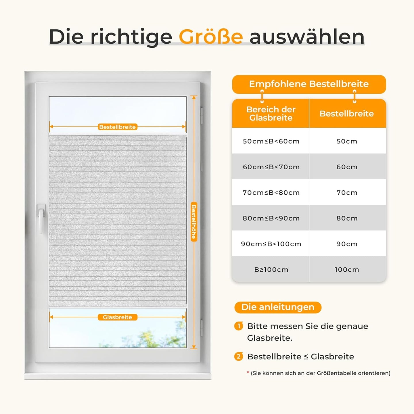 HOMEDEMO Plissee ohne Bohren mit Saugnäpfen, Blickdicht & UV-Schutz, Plisseerollo für Fenster, Dachfenster, Holzfenster, Balkontüren, Wohnmobilfenster
