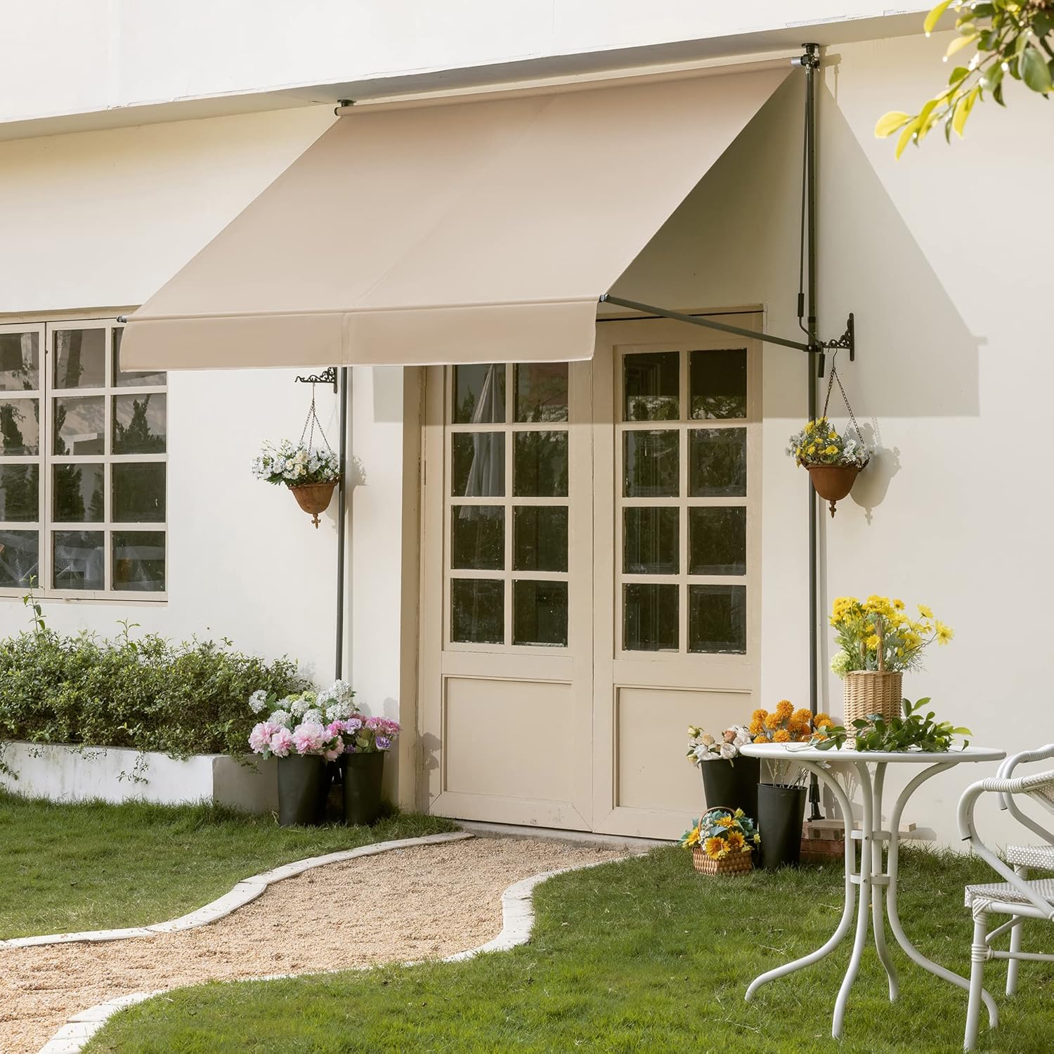 Klemmmarkise für Balkon mit Handkurbel manuell