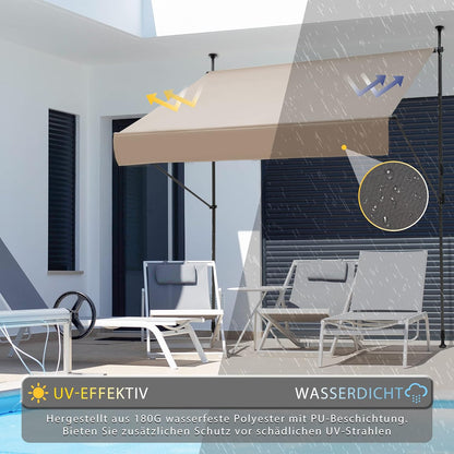 Klemmmarkise für Balkon mit Handkurbel manuell