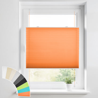 HOMEDEMO Plissee Klemmfix ohne Bohren Jalousien Orange, Plisseerollo mit Klemmträger, lichtdurchlässig Faltrollo mit Sicht- und Sonnenschutz, blickdichte Jalousie für Fenster &amp; Tür