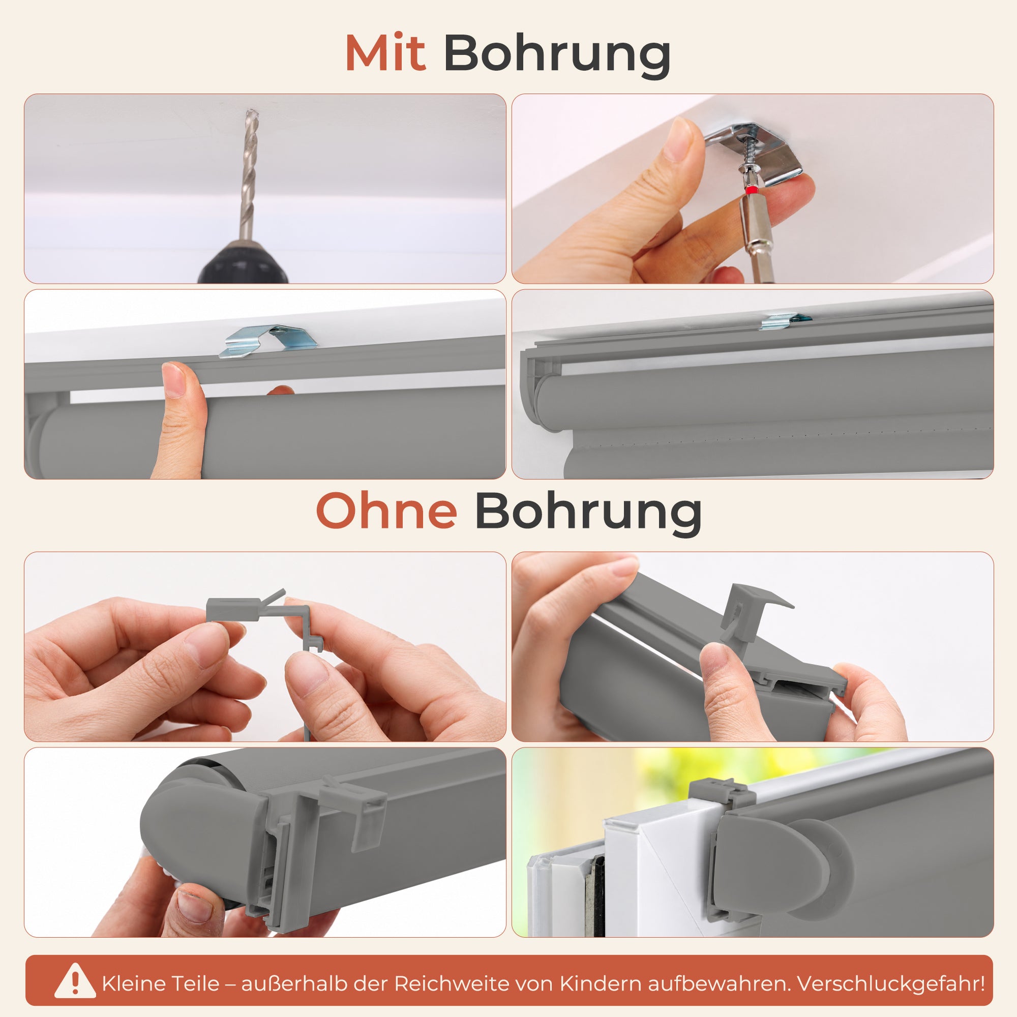 HOMEDEMO Verdunklungsrollo ohne Bohren，Dunkelgrau，Hellblau，Dunkelblau