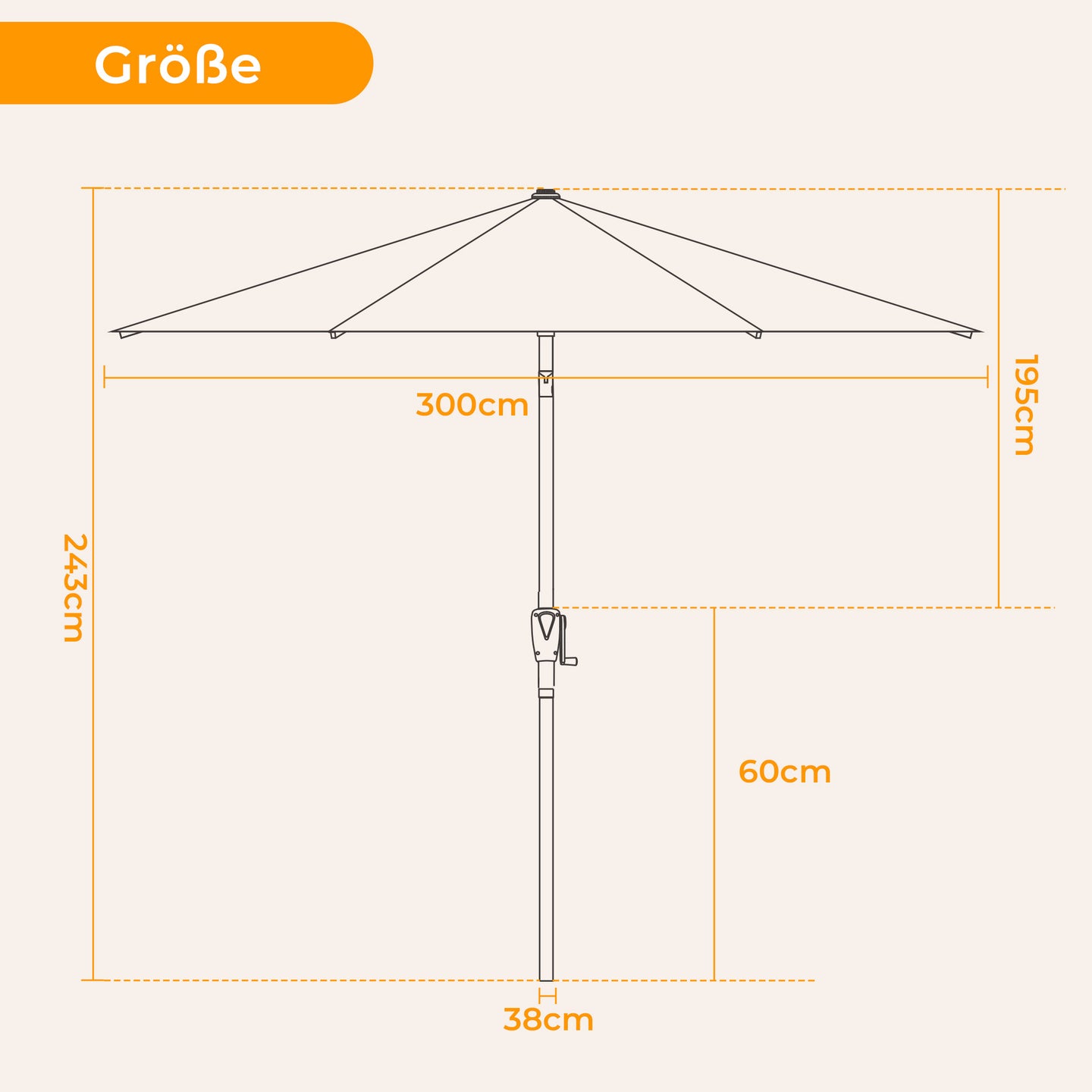 Groß Garten Sonnenschirme zum kurbeln