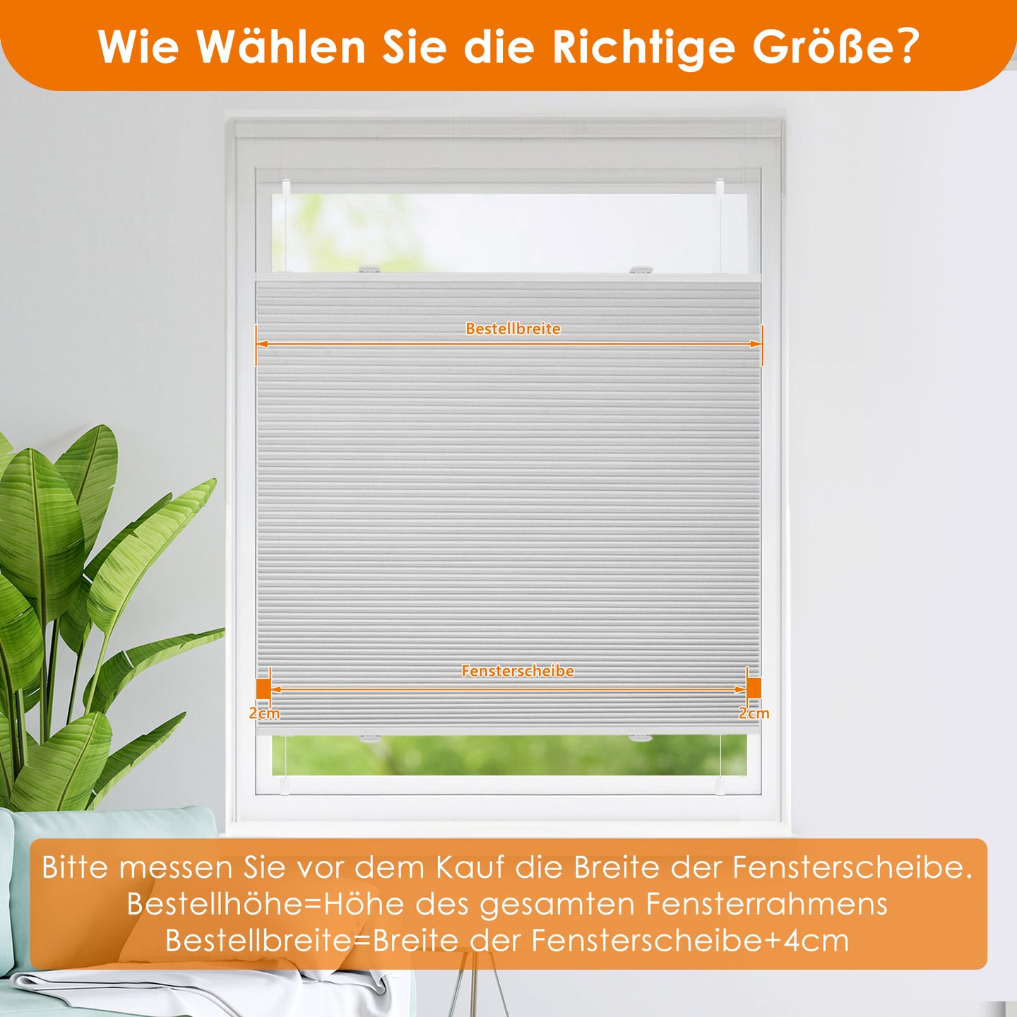 HOMEDEMO Wabenplissee Plissee ohne Bohren Klemmfix Verdunklung Thermo Zweifarbig