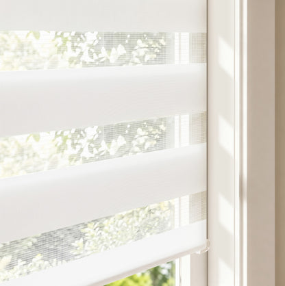 HOMEDEMO Doppelrollo Klemmfix ohne Bohren &amp; mit Bohren, Duo Klemmrollo lichtdurchlässig, Fensterrollo mit Sichtschutz für Fenster und Tür，Weiß，Grau，Weiss-schwarz