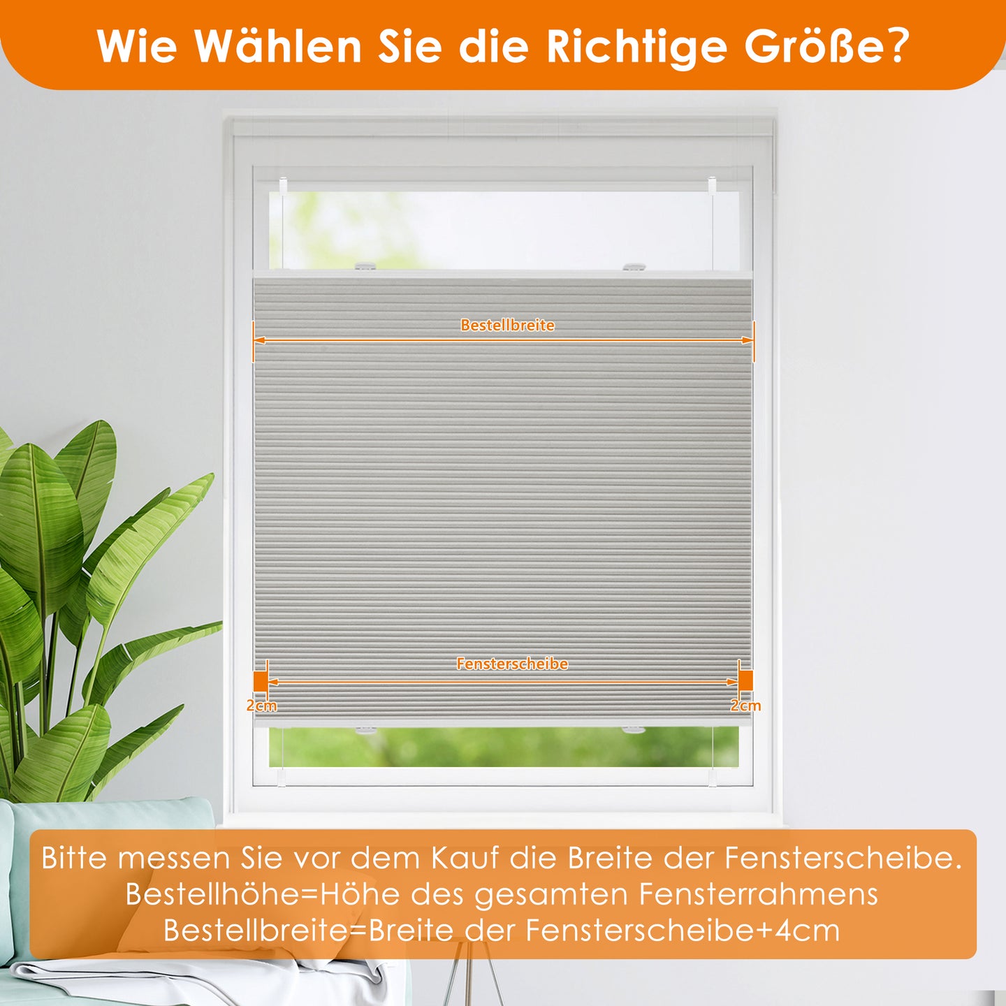 HOMEDEMO Wabenplissee Plissee ohne Bohren Klemmfix Verdunklung Thermo Zweifarbig