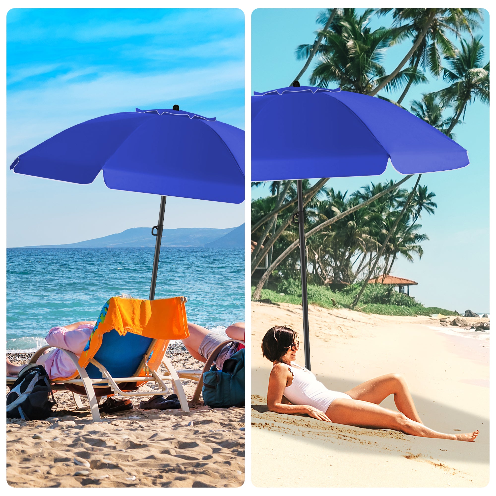 HOMEDEMO Sonnenschirm Strandschirm mit Bodenhülse, Gartenschirm Marktschirm,UV50+