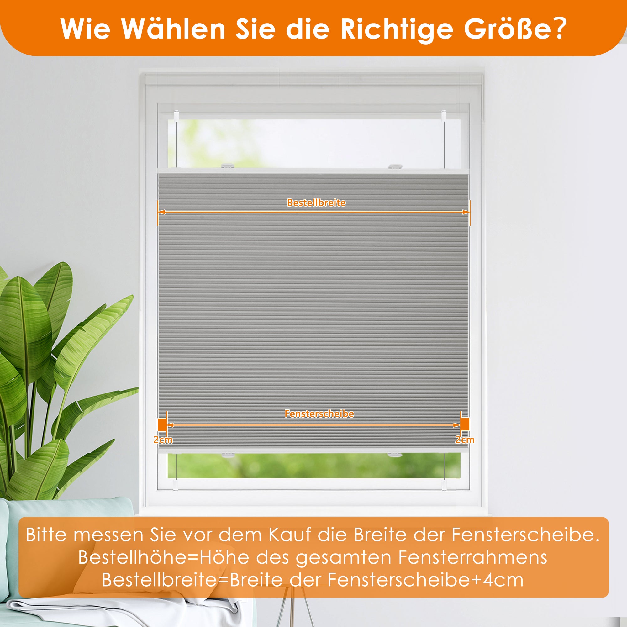 HOMEDEMO Wabenplissee Plissee ohne Bohren Klemmfix Verdunklung Thermo Zweifarbig