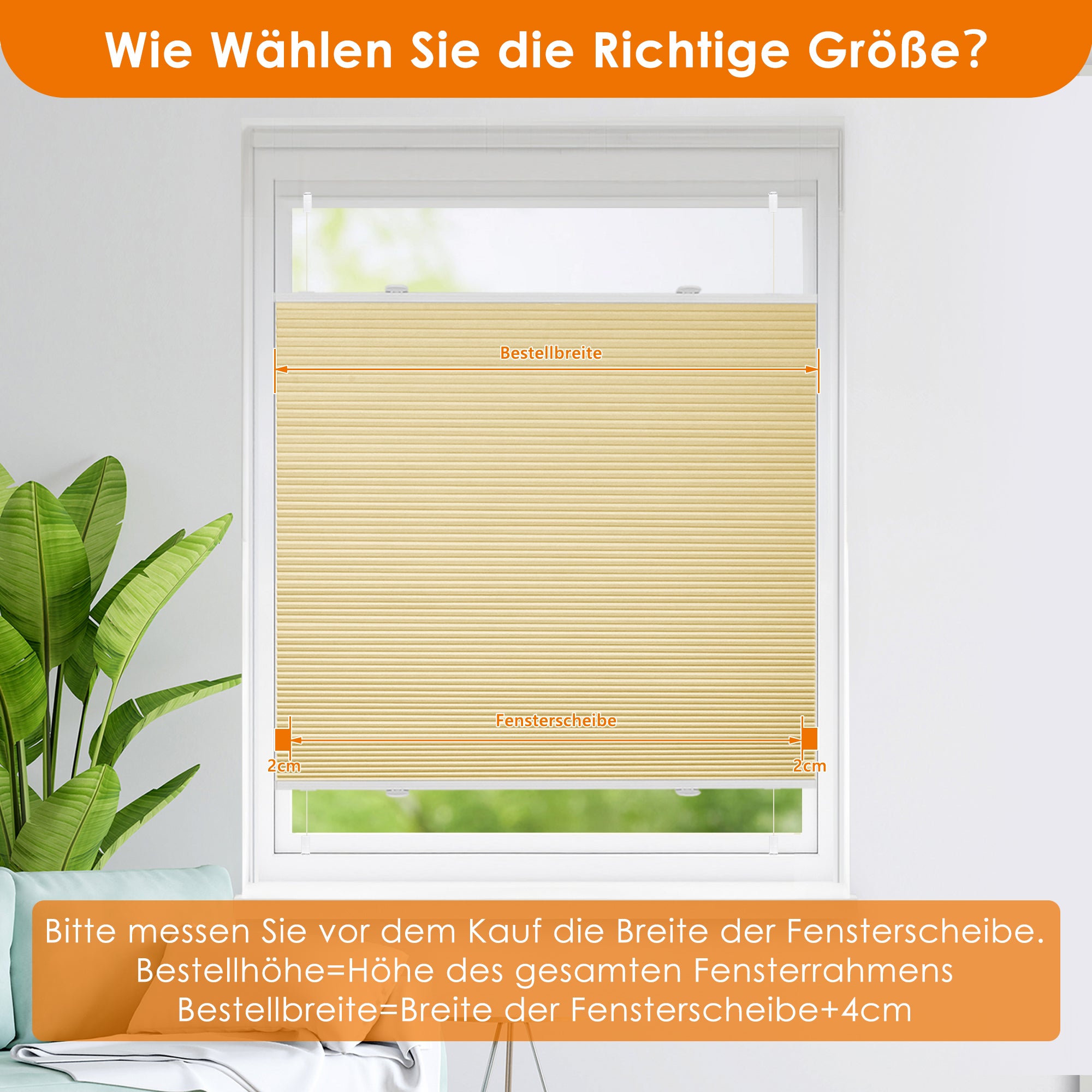 HOMEDEMO Wabenplissee Plissee ohne Bohren Klemmfix Verdunklung Thermo Zweifarbig