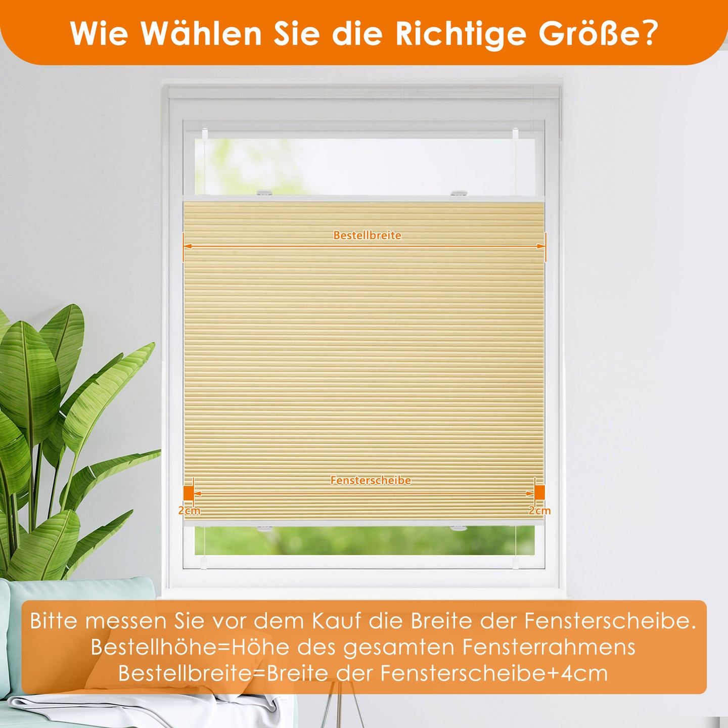 HOMEDEMO Wabenplissee Plissee ohne Bohren Klemmfix Verdunklung Thermo Zweifarbig