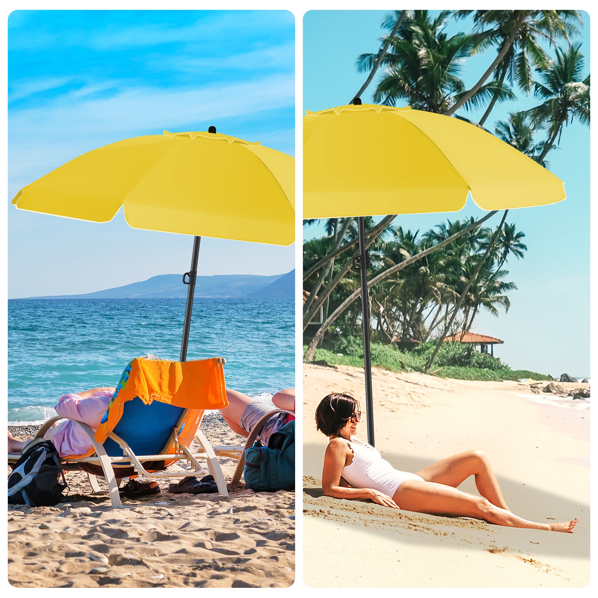HOMEDEMO Sonnenschirm Strandschirm mit Bodenhülse, Gartenschirm Marktschirm,UV50+