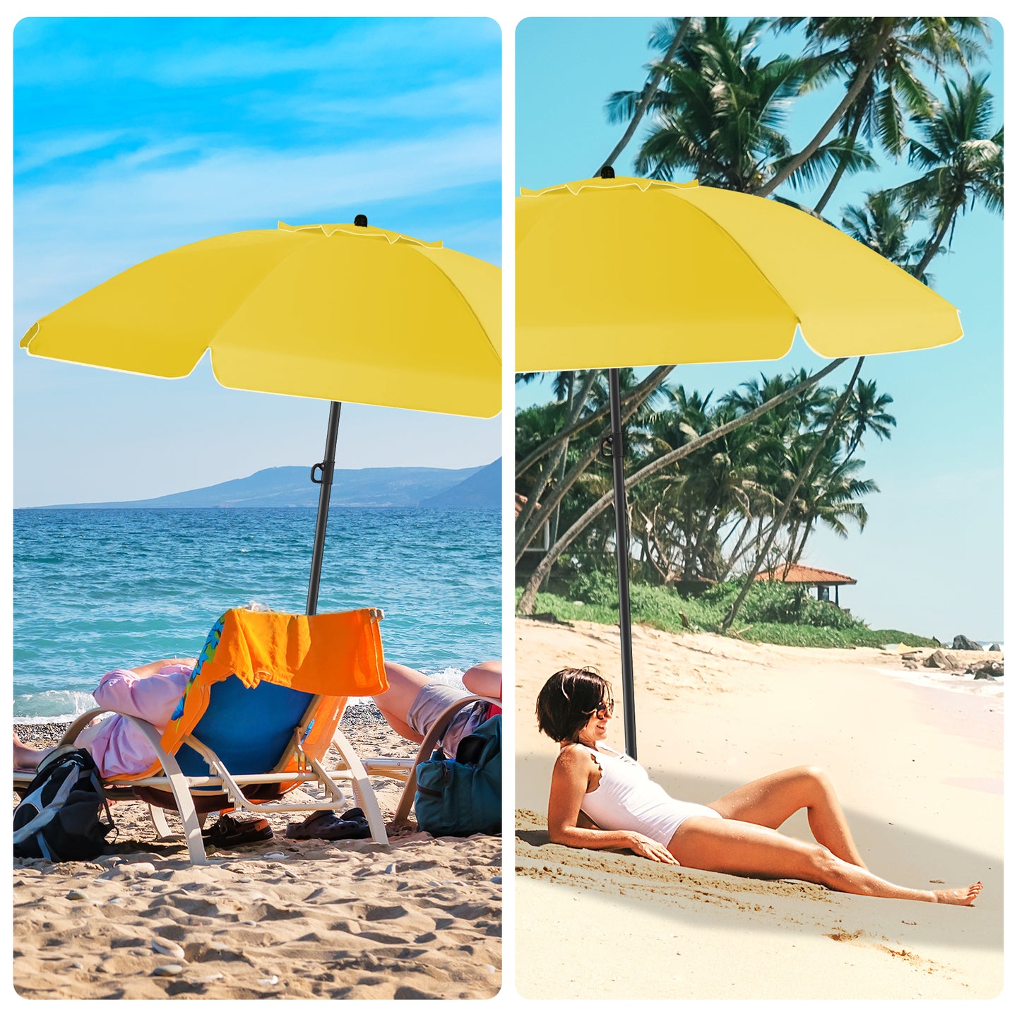 HOMEDEMO Sonnenschirm Strandschirm mit Bodenhülse, Gartenschirm Marktschirm,UV50+