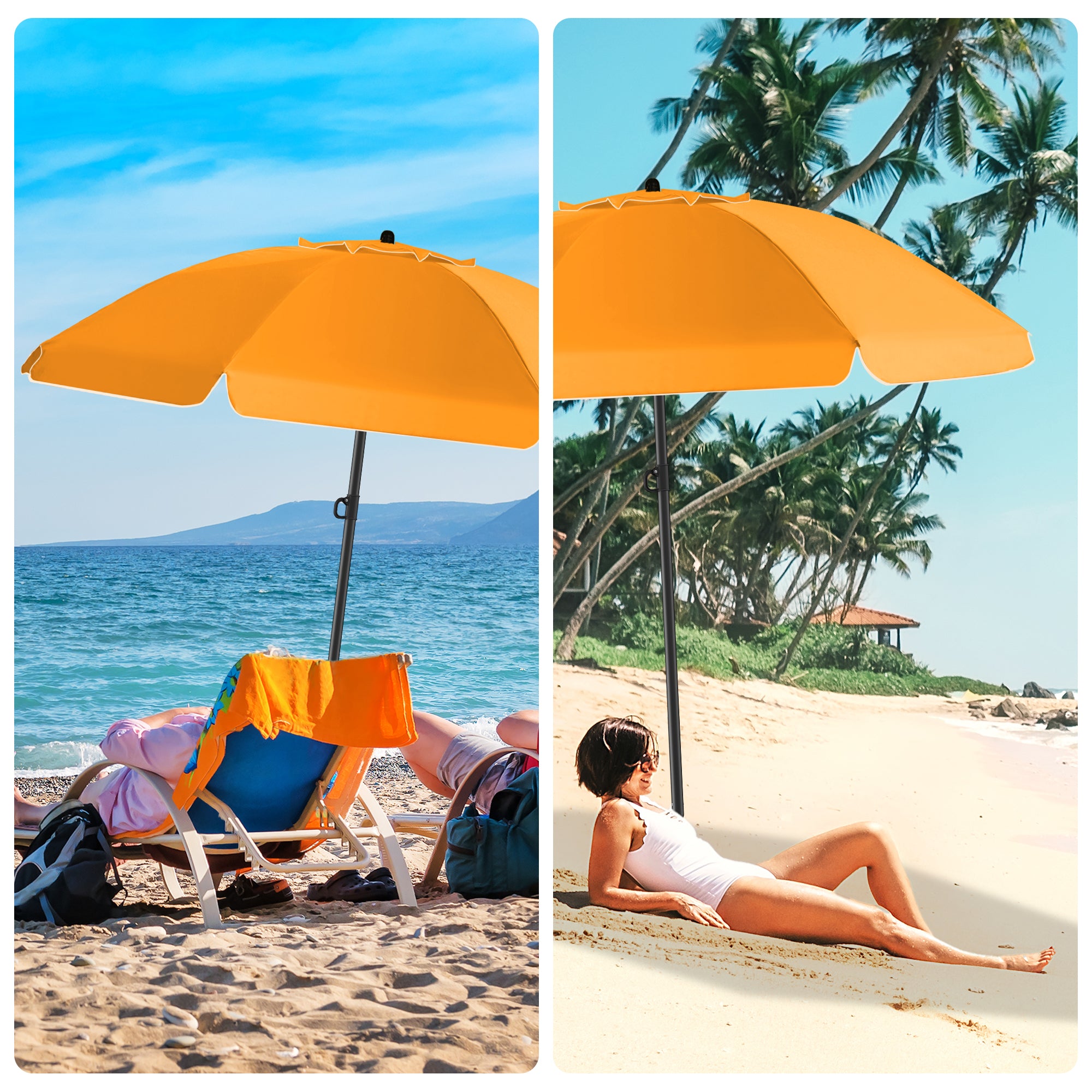 HOMEDEMO Sonnenschirm Strandschirm mit Bodenhülse, Gartenschirm Marktschirm,UV50+