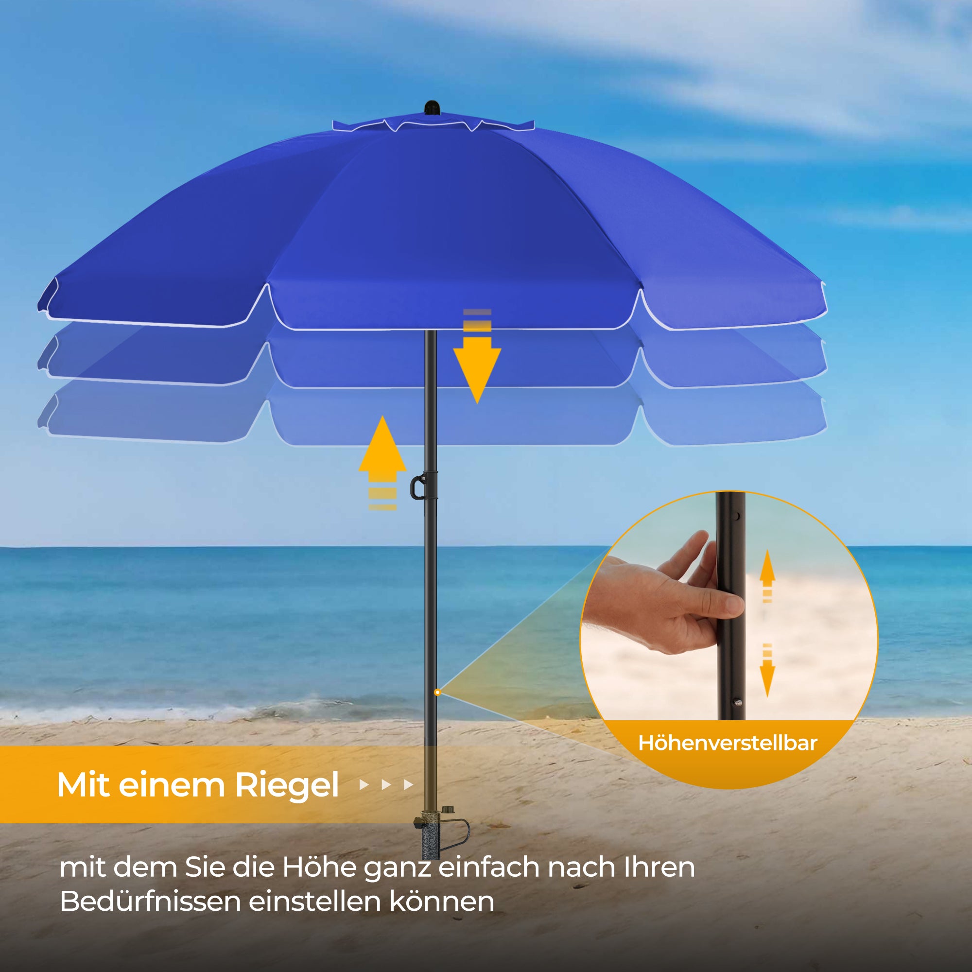 HOMEDEMO Sonnenschirm Strandschirm mit Bodenhülse, Gartenschirm Marktschirm