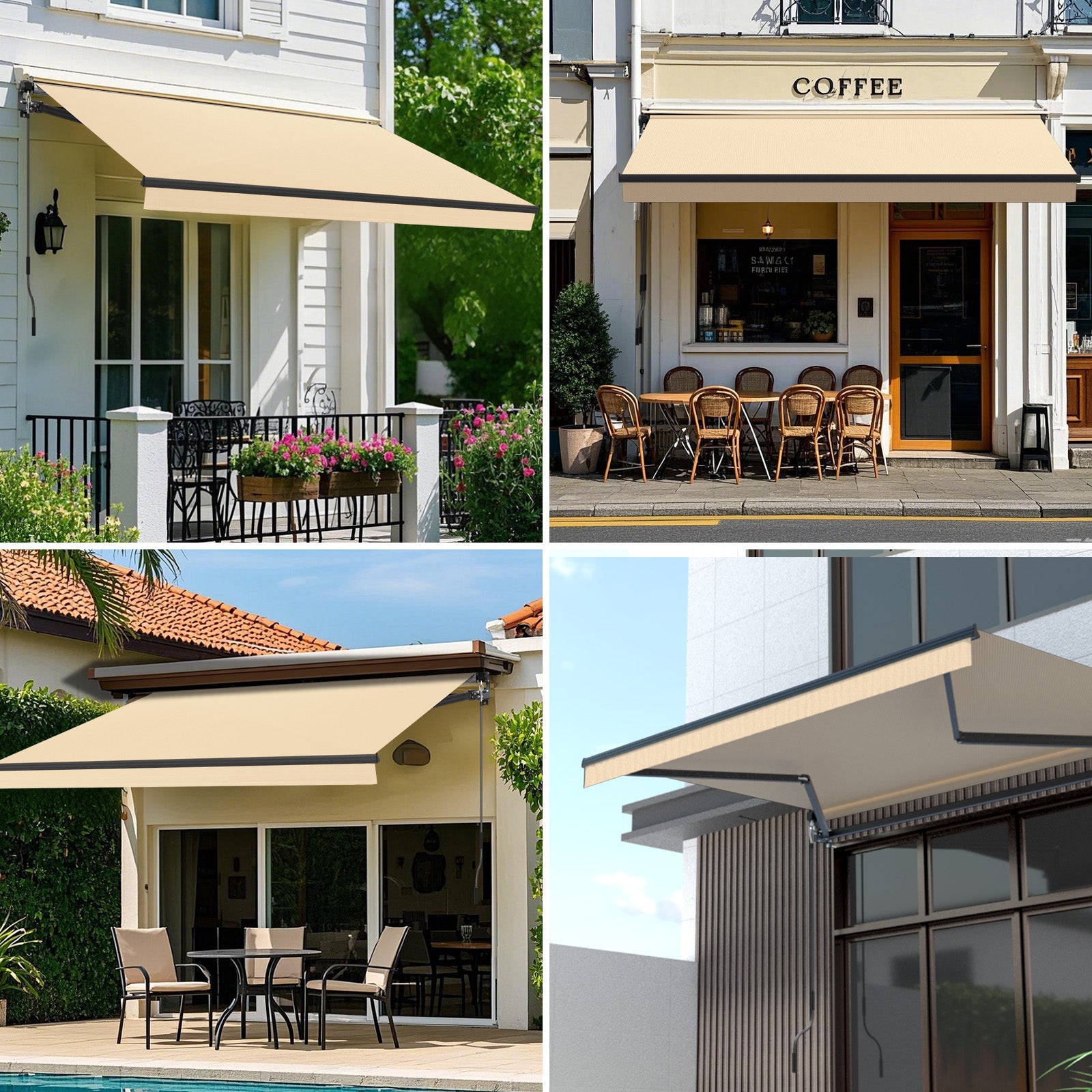 HOMEDEMO Gelenkarmmarkise Markise mit Handkurbel,Sonnenmarkise Terrassenmarkise Winkel Einstellung(5-60°)