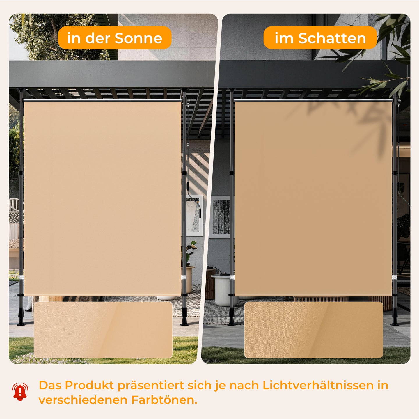 HOMEDEMO Senkrechtmarkise Außen, Vertikalmarkise ohne Bohren,Sichtschutz Sonnenschutz Windschutz