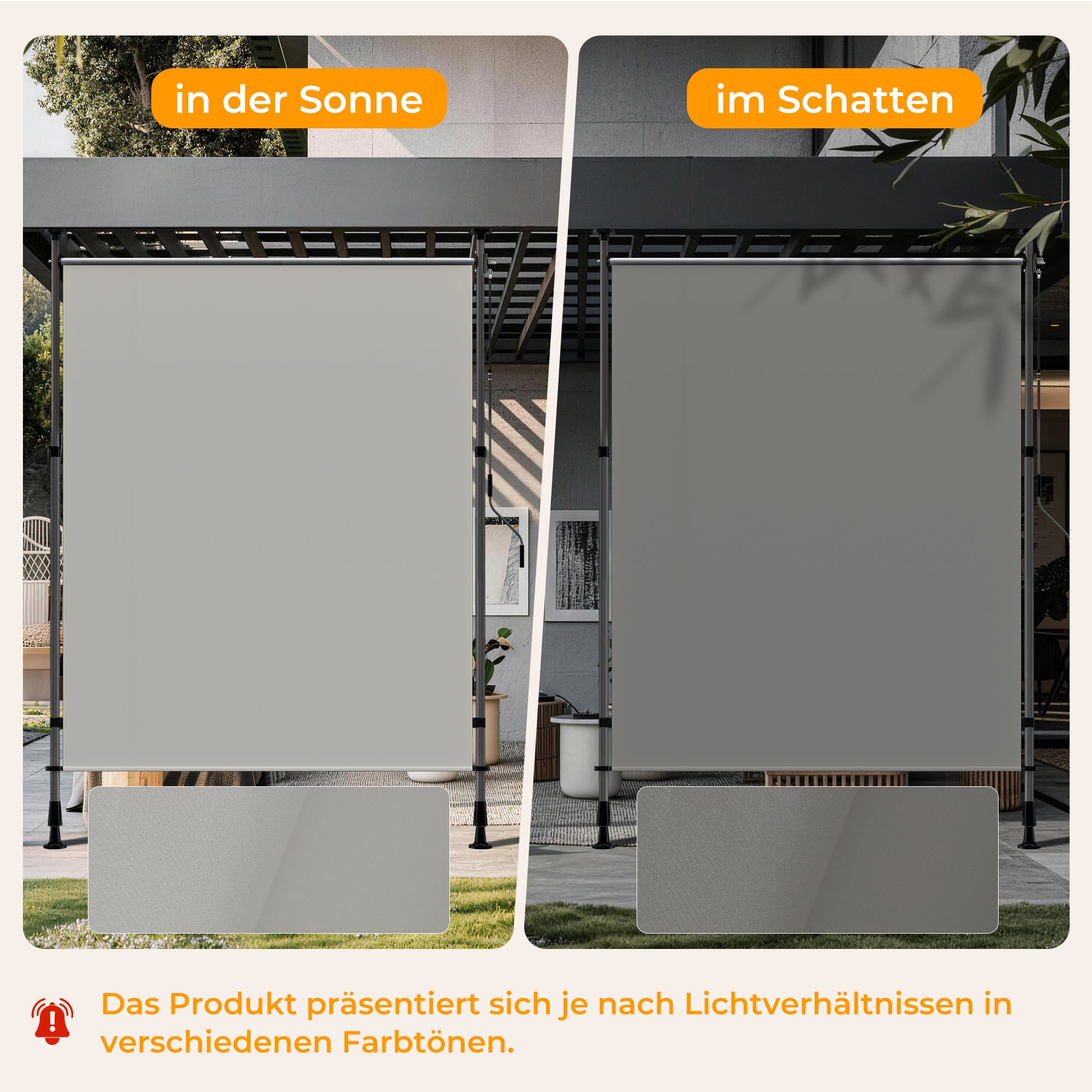 HOMEDEMO Senkrechtmarkise Außen, Vertikalmarkise ohne Bohren,Sichtschutz Sonnenschutz Windschutz