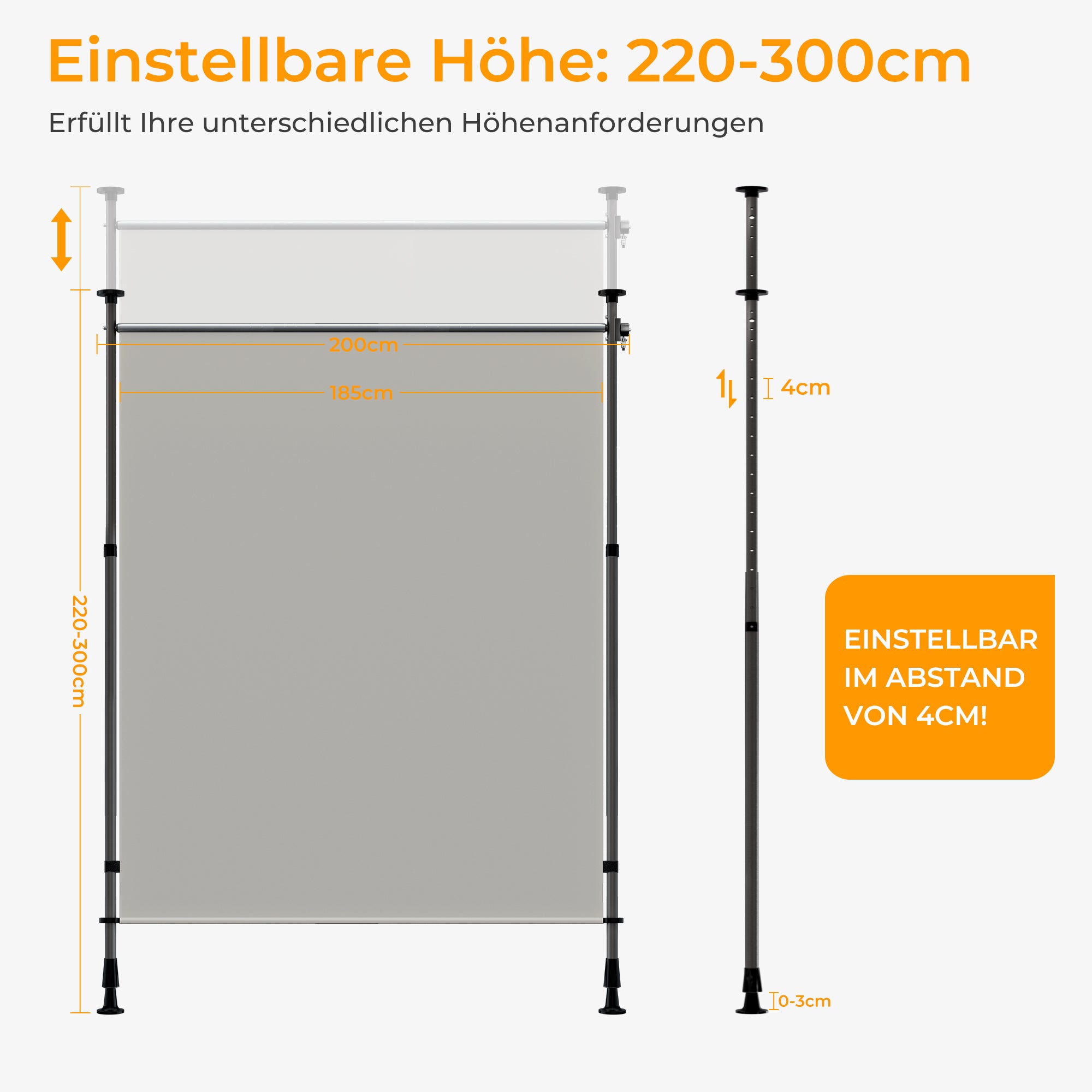 HOMEDEMO Senkrechtmarkise Außen, Vertikalmarkise ohne Bohren,Sichtschutz Sonnenschutz Windschutz