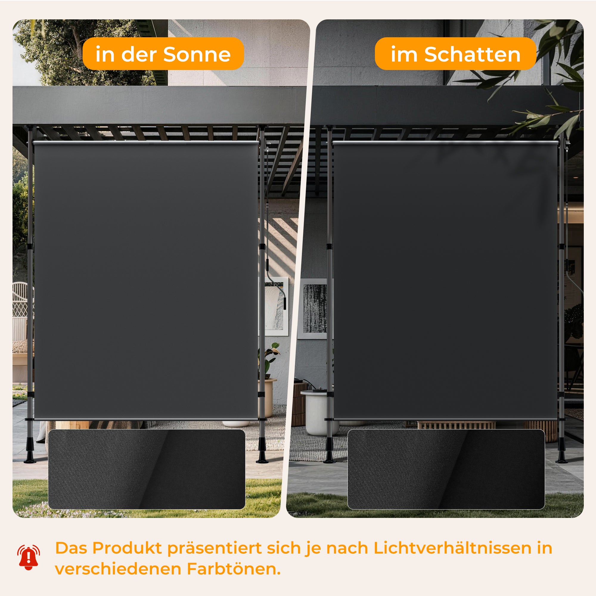 HOMEDEMO Senkrechtmarkise Außen, Vertikalmarkise ohne Bohren,Sichtschutz Sonnenschutz Windschutz