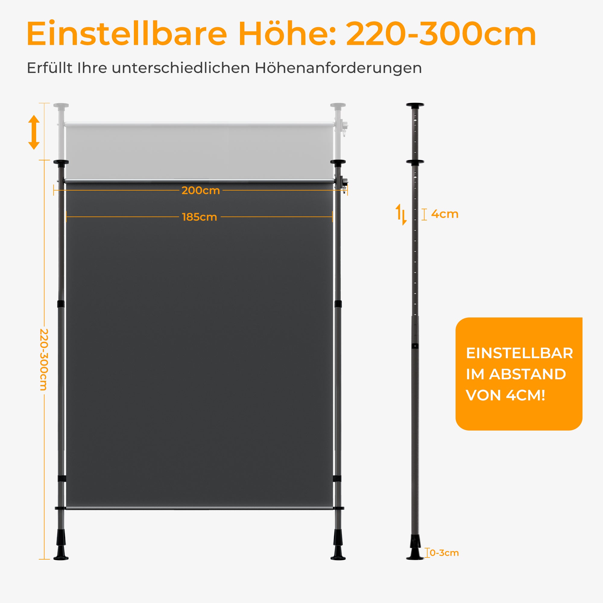 HOMEDEMO Senkrechtmarkise Außen, Vertikalmarkise ohne Bohren,Sichtschutz Sonnenschutz Windschutz