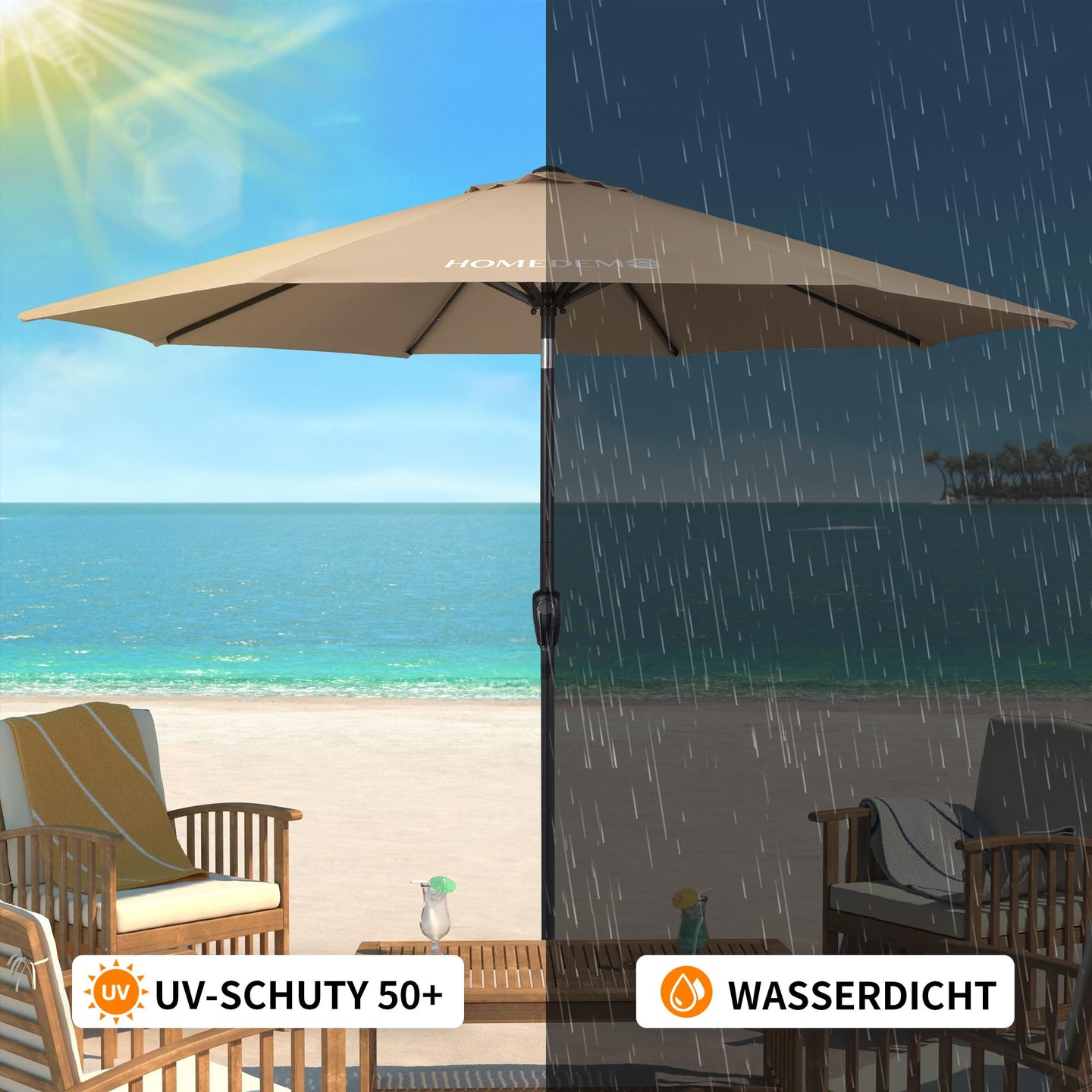 Groß Garten Sonnenschirme zum kurbeln