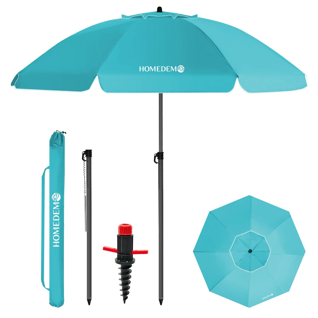 HOMEDEMO Strandschirm Sonnenschirm mit Upgrade Boden Hülse