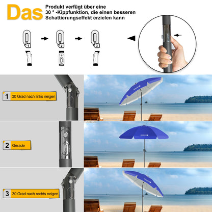 HOMEDEMO Strandschirm Sonnenschirm mit Upgrade Boden Hülse