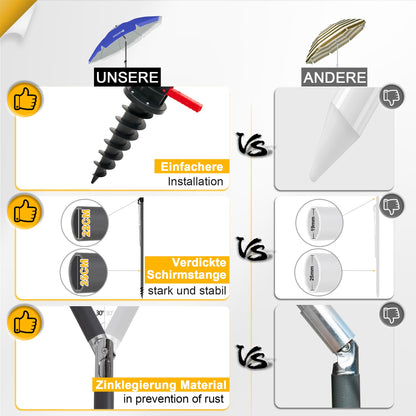 HOMEDEMO Strandschirm Sonnenschirm mit Upgrade Boden Hülse