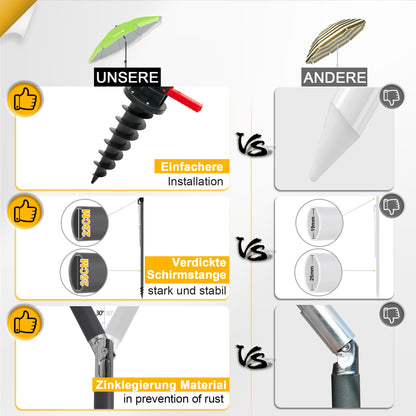 HOMEDEMO Strandschirm Sonnenschirm mit Upgrade Boden Hülse