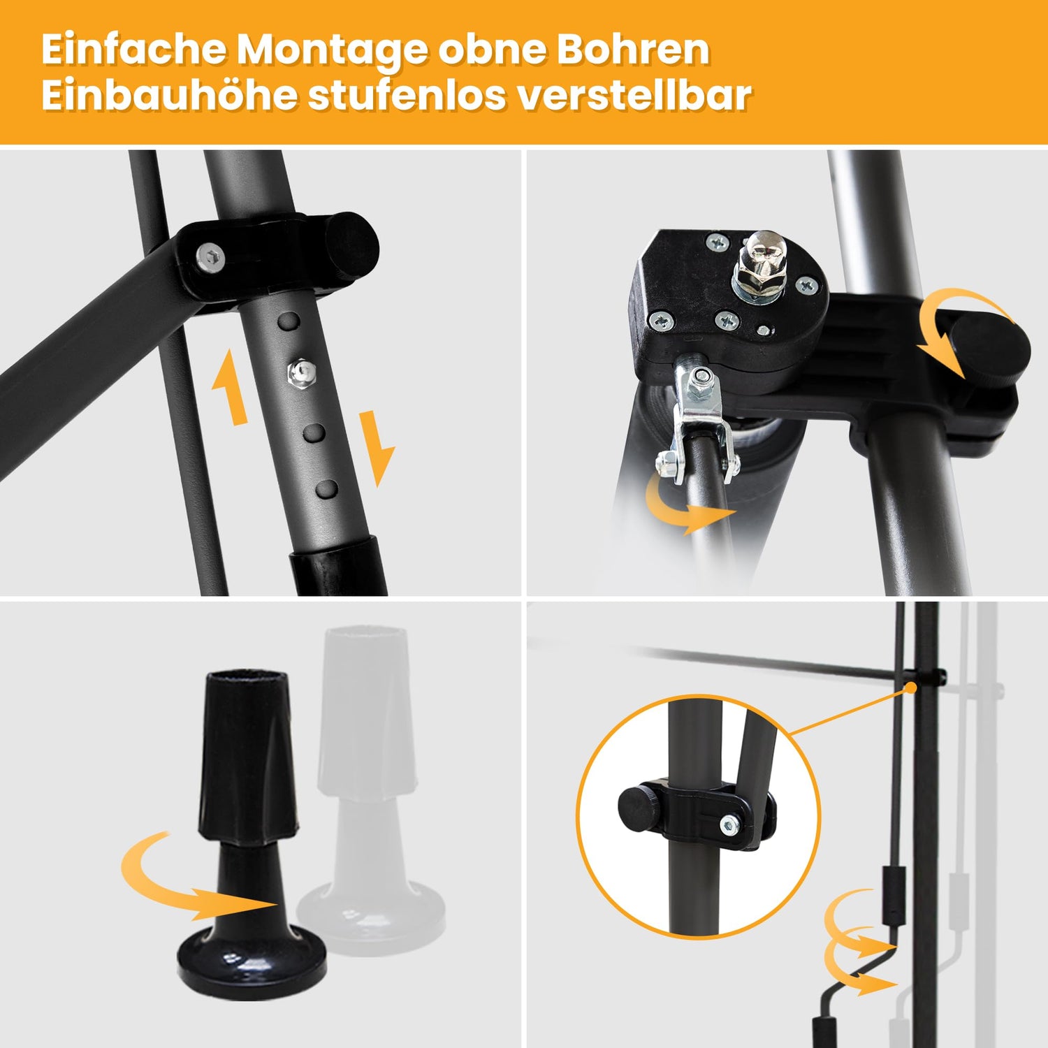 Einziehbare Klemmmarkise für Balkon mit Handkurbel manuell