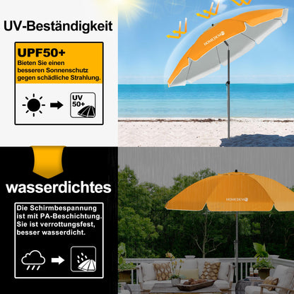 HOMEDEMO Strandschirm Sonnenschirm mit Upgrade Boden Hülse