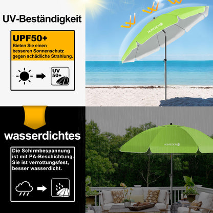 HOMEDEMO Strandschirm Sonnenschirm mit Upgrade Boden Hülse
