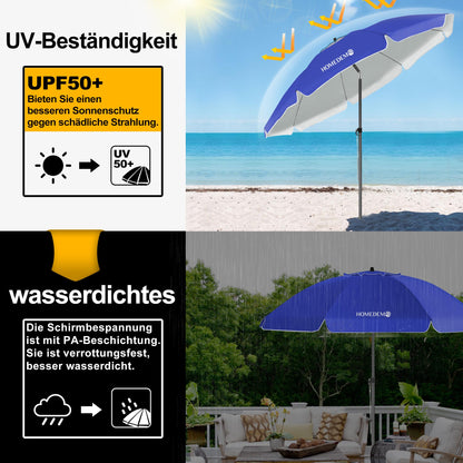 HOMEDEMO Strandschirm Sonnenschirm mit Upgrade Boden Hülse