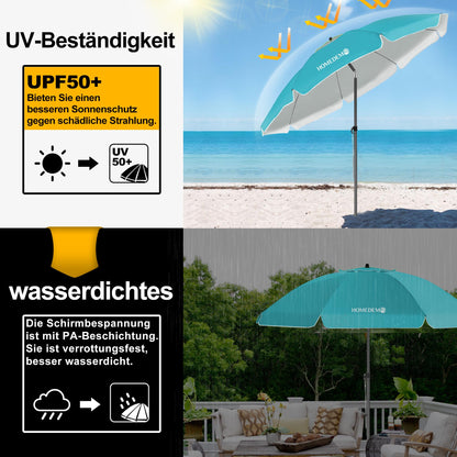 HOMEDEMO Strandschirm Sonnenschirm mit Upgrade Boden Hülse
